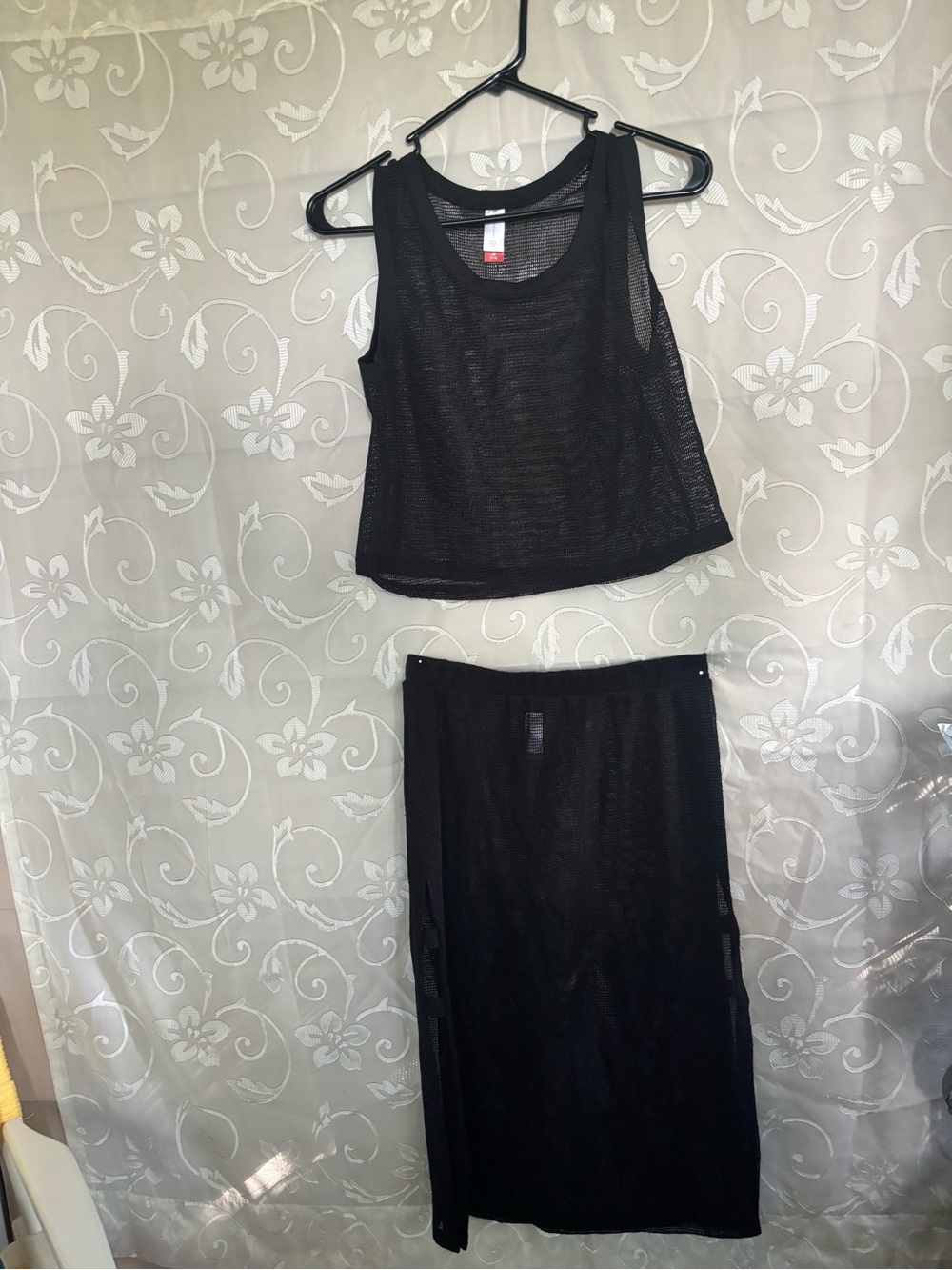 No Boundaries Black Mesh Two-Piece Skirt Set
